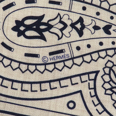 エルメス HERMES カレ140 カレジェアン ナチュラル×マリン×ブラウン カシミヤ シルク ストール 新品 シュヴァル ドゥ クール バンダナ