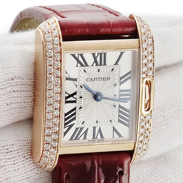 腕時計 カルティエ Cartier タンク アングレーズ SM WT100013 クオーツ レディース K18PG無垢 純正ダイヤモンド スクエア