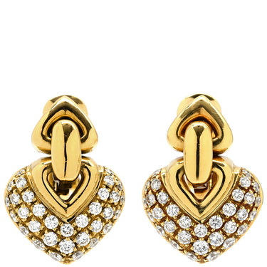 ブルガリ BVLGARI ドッピオ クオーレ ダイヤ イエローゴールド K18YG ダイヤモンド ピアス 750 18K 18金 ハートモチーフ