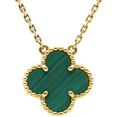 ヴァンクリーフアーペル Van Cleef & Arpels ヴィンテージ アルハンブラ VCARO9VA00 グリーンXイエローゴールド K18YG マラカイト ネックレス 緑 750 18金 マット マラカイト