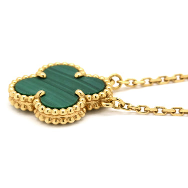 ヴァンクリーフアーペル Van Cleef & Arpels ヴィンテージ アルハンブラ VCARO9VA00 グリーンXイエローゴールド K18YG マラカイト ネックレス 緑 750 18金 マット マラカイト