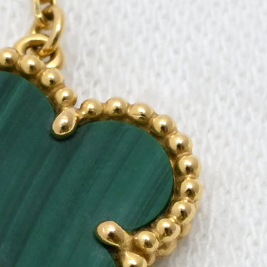 ヴァンクリーフアーペル Van Cleef & Arpels ヴィンテージ アルハンブラ VCARO9VA00 グリーンXイエローゴールド K18YG マラカイト ネックレス 緑 750 18金 マット マラカイト