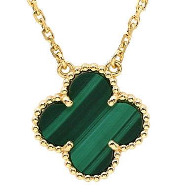 ヴァンクリーフアーペル Van Cleef & Arpels ヴィンテージ アルハンブラ VCARO9VA00 イエローゴールド×グリーン K18YG マラカイト ネックレス Au750 18K 18金 緑 マラカイト