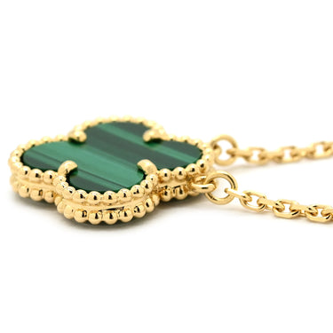 ヴァンクリーフアーペル Van Cleef & Arpels ヴィンテージ アルハンブラ VCARO9VA00 イエローゴールド×グリーン K18YG マラカイト ネックレス Au750 18K 18金 緑 マラカイト マット