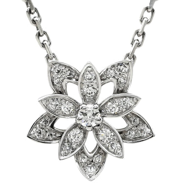 ヴァンクリーフアーペル Van Cleef & Arpels ロータス ペンダント ダイヤ ミニ VCARP0ZW00 ホワイトゴールド K18WG ダイヤモンド ネックレス ペンダント 750 18K WG 26石
