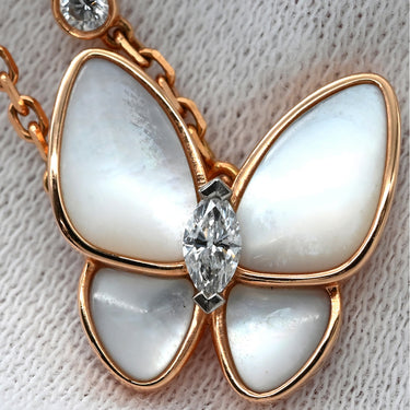 ヴァンクリーフアーペル Van Cleef & Arpels ペンダント VCARO8FO00 ホワイト×ローズゴールド K18RG ダイヤモンド ホワイトマザーオブパール ネックレス ローズゴールド PG 18K シェル 蝶 ダイヤモンド