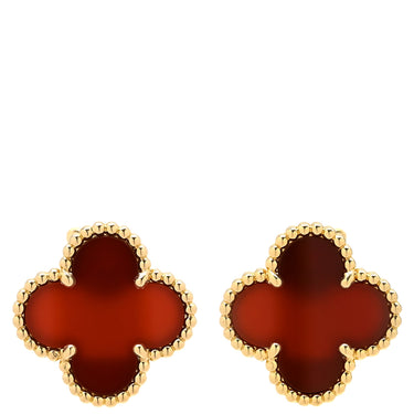 ヴァンクリーフアーペル Van Cleef & Arpels ヴィンテージ アルハンブラ VCARD40400 レッド×イエローゴールド K18YG カーネリアン ピアス Au750 18K 18金 赤 カーネリアン