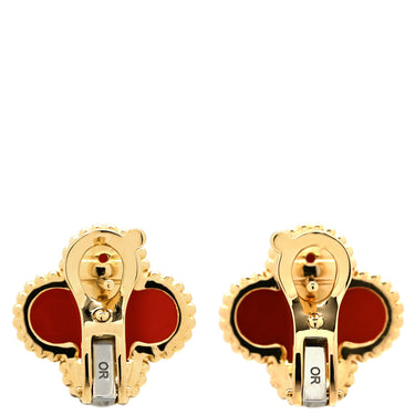 ヴァンクリーフアーペル Van Cleef & Arpels ヴィンテージ アルハンブラ VCARD40400 レッド×イエローゴールド K18YG カーネリアン ピアス Au750 18K 18金 赤 カーネリアン