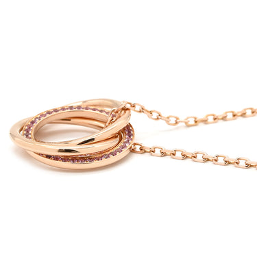 カルティエ Cartier トリニティ ピンクゴールド K18PG ピンクサファイヤ ネックレス Cartier 18金 750PG 3連 サファイア セミパヴェ