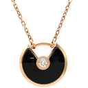 カルティエ Cartier アミュレット ドゥ カルティエ ブラック×ピンクゴールド K18PG ダイヤモンド オニキス ネックレス 黒 オニキス 1P ダイヤ 18K 750PG