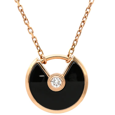 カルティエ Cartier アミュレット ドゥ カルティエ ブラック×ピンクゴールド K18PG ダイヤモンド オニキス ネックレス 黒 オニキス 1P ダイヤ 18K 750PG
