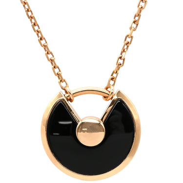 カルティエ Cartier アミュレット ドゥ カルティエ ブラック×ピンクゴールド K18PG ダイヤモンド オニキス ネックレス 黒 オニキス 1P ダイヤ 18K 750PG