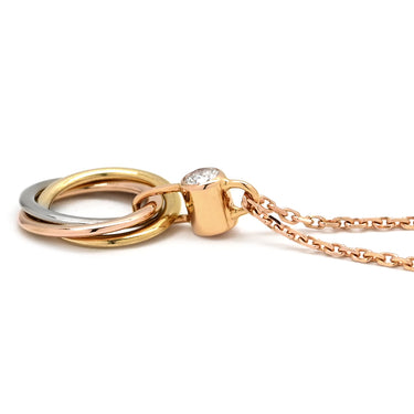 カルティエ Cartier トリニティ イエローゴールド×ピンクゴールド×ホワイトゴールド K18PG K18YG K18WG ダイヤモンド ネックレス Cartier スリーカラー18金 750 3連 1Pダイヤ