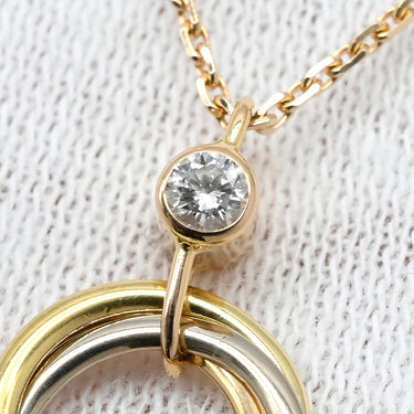 カルティエ Cartier トリニティ イエローゴールド×ピンクゴールド×ホワイトゴールド K18PG K18YG K18WG ダイヤモンド ネックレス Cartier スリーカラー18金 750 3連 1Pダイヤ