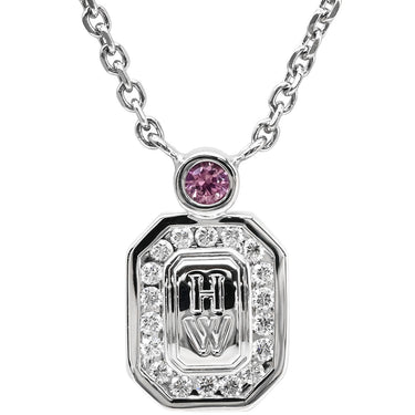 ハリーウィンストン Harry Winston HWロゴ ペンダント PEPSWAC16HWL ホワイトゴールド K18WG ダイヤモンド ピンクサファイア ネックレス Au750 K18 ダイヤ ピンクサファイア