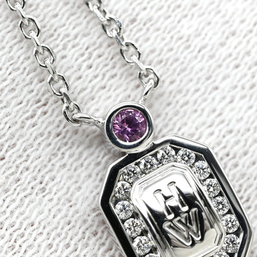 ハリーウィンストン Harry Winston HWロゴ ペンダント PEPSWAC16HWL ホワイトゴールド K18WG ダイヤモンド ピンクサファイア ネックレス Au750 K18 ダイヤ ピンクサファイア