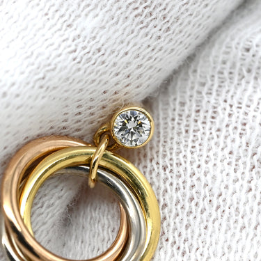 カルティエ Cartier トリニティ ダイヤ ホワイトゴールド×イエローゴールド×ピンクゴールド K18YG K18PG K18WG ダイヤモンド ピアス 1P 1粒 750 18K スリーカラー ブリリアントカット