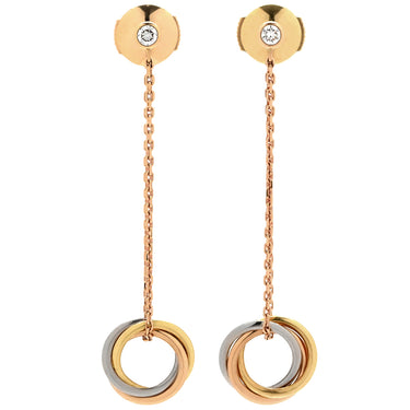 カルティエ Cartier トリニティ 1Pダイヤ ホワイトゴールド×イエローゴールド×ピンクゴールド K18YG K18PG K18WG ダイヤモンド ピアス 3カラー 18K 750AU ドロップ スイング