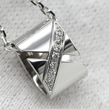 ショーメ CHAUMET リアン エヴィダンス ペンダント ホワイトゴールド K18WG ダイヤモンド ネックレス Chaumet ダイヤ クロスモチーフ シリンダーフォルム