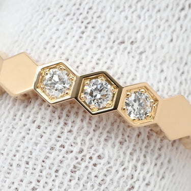 ショーメ CHAUMET ビー ドゥ ショーメ ダイヤ3石 083361-058 ピンクゴールド K18PG ダイヤモンド #58(JP18) リング 指輪 ビーマイラブ ハニカム 17.5号