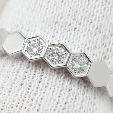 ショーメ CHAUMET ビー ドゥ ショーメ ハニカム 083360-054 ホワイトゴールド K18WG ダイヤモンド #54 リング 指輪 Bee My Love 3P 3石 3粒 ダイヤ 14号