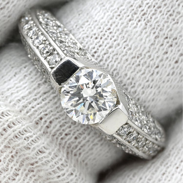 ノンブランド NON BRAND ダイヤモンド 0.909ct 0.70ct デザインリング プラチナシルバー Pt900 ダイヤモンド リング 指輪 パヴェ プラチナ900 ラウンドブリリアント パヴェ 12号