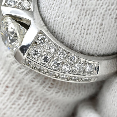 ノンブランド NON BRAND ダイヤモンド 0.909ct 0.70ct デザインリング プラチナシルバー Pt900 ダイヤモンド リング 指輪 パヴェ プラチナ900 ラウンドブリリアント パヴェ 12号