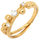 4℃ 4℃ ダブルループ ダイヤ イエローゴールド K18YG ダイヤモンド リング 指輪 K18YG Au750 18K 18金 3P 3石 3粒 ステラ 星座モチーフ 2連 2重 9.5号