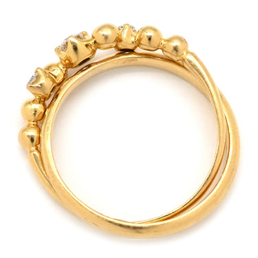 4℃ 4℃ ダブルループ ダイヤ イエローゴールド K18YG ダイヤモンド リング 指輪 K18YG Au750 18K 18金 3P 3石 3粒 ステラ 星座モチーフ 2連 2重 9.5号