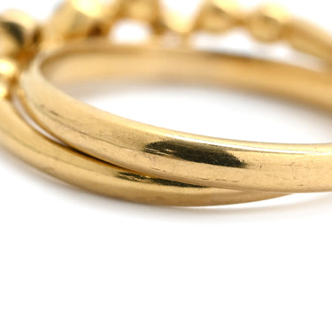 4℃ 4℃ ダブルループ ダイヤ イエローゴールド K18YG ダイヤモンド リング 指輪 K18YG Au750 18K 18金 3P 3石 3粒 ステラ 星座モチーフ 2連 2重 9.5号