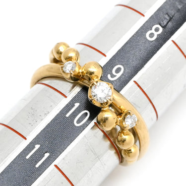 4℃ 4℃ ダブルループ ダイヤ イエローゴールド K18YG ダイヤモンド リング 指輪 K18YG Au750 18K 18金 3P 3石 3粒 ステラ 星座モチーフ 2連 2重 9.5号