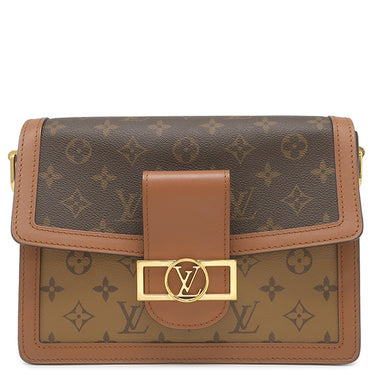 ルイヴィトン LOUIS VUITTON ドーフィーヌ MM M44391 ブラウン×ベージュ レザー モノグラムキャンバス モノグラムリバースキャンバス ショルダーバッグ 茶 チェーンショルダー