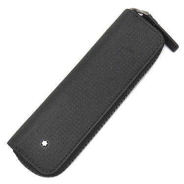モンブラン Montblanc ジップ式ペンポーチ 1本用 ブラック レザー ペンケース ガンメタル金具 黒