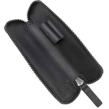 モンブラン Montblanc ジップ式ペンポーチ 1本用 ブラック レザー ペンケース ガンメタル金具 黒