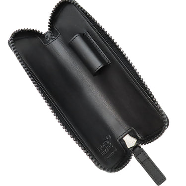 モンブラン Montblanc ジップ式ペンポーチ 1本用 ブラック レザー ペンケース ガンメタル金具 黒