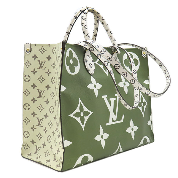 ルイヴィトン LOUIS VUITTON オンザゴーGM M44571 ホワイト×カーキ