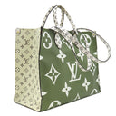 ルイヴィトン LOUIS VUITTON オンザゴーGM M44571 ホワイト×カーキ レザー モノグラムジャイアントキャンバス トートバッグ ゴールド金具 白 緑 ベージュ ショルダー