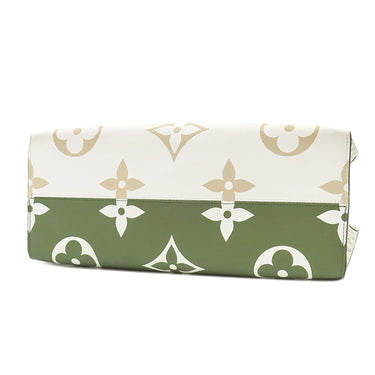 ルイヴィトン LOUIS VUITTON オンザゴーGM M44571 ホワイト×カーキ レザー モノグラムジャイアントキャンバス トートバッグ ゴールド金具 白 緑 ベージュ ショルダー