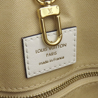 ルイヴィトン LOUIS VUITTON オンザゴーGM M44571 ホワイト×カーキ レザー モノグラムジャイアントキャンバス トートバッグ ゴールド金具 白 緑 ベージュ ショルダー