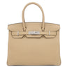 エルメス HERMES バーキン30 プシエール トゴ ハンドバッグ シルバー金具 ベージュ