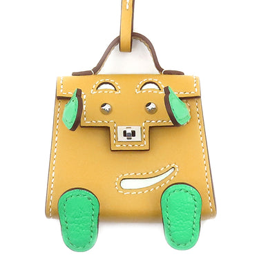 エルメス HERMES ビジュードサック ケリードール ナチュラル×ヴェールコミック×ヴェールフィズ シェーブル タデラクト バッグチャーム シルバー金具 緑