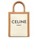 セリーヌ CELINE ミニ バーティカル カバ 193302 ナチュラル×タン キャンバス レザー 2WAYバッグ ゴールド金具 アイボリー 茶 ハンドバッグ ショルダー