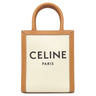 セリーヌ CELINE ミニ バーティカル カバ 193302 ナチュラル×タン キャンバス レザー 2WAYバッグ ゴールド金具 アイボリー 茶 ハンドバッグ ショルダー