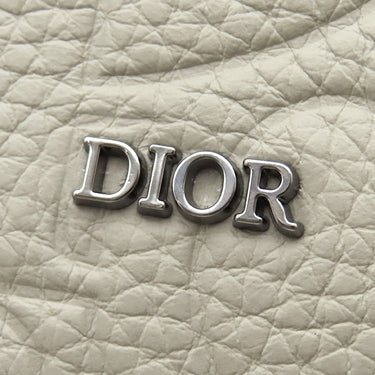 クリスチャン・ディオール Christian Dior グラビティ ポーチ ベージュ レザー ポーチ シルバー金具 コスメポーチ グレー