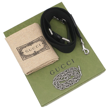 グッチ GUCCI GGマトラッセ 735049 ブラック ナイロン レザー ショルダーバッグ シルバー金具 黒 GG ダブルG