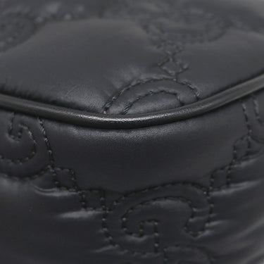 グッチ GUCCI GGマトラッセ 735049 ブラック ナイロン レザー ショルダーバッグ シルバー金具 黒 GG ダブルG