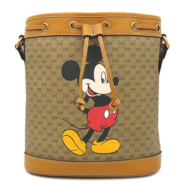 グッチ GUCCI ディズニーコラボ ミッキー スモール バケット 602691 ブラウン GGスプリームキャンバス レザー ショルダーバッグ ヴィンテージ金具 マイクロGG 茶