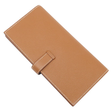 エルメス HERMES ベアンスフレ ゴールド ヴォーエプソン 長財布 シルバー金具 二つ折り財布