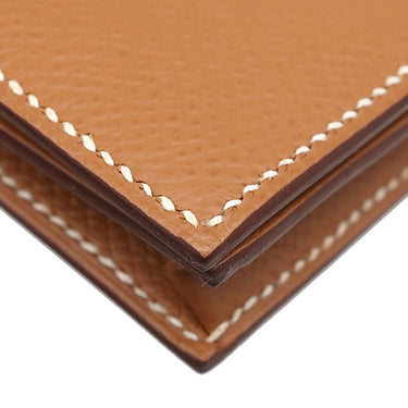 エルメス HERMES ベアンスフレ ゴールド ヴォーエプソン 長財布 シルバー金具 二つ折り財布