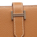 エルメス HERMES ベアンスフレ ゴールド ヴォーエプソン 長財布 シルバー金具 二つ折り財布